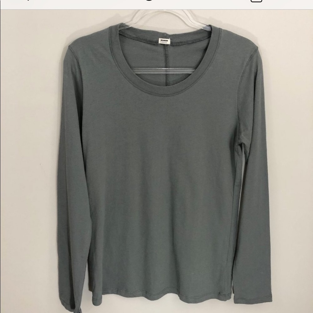 Monrow Classic Long Sleeve Green Tee M